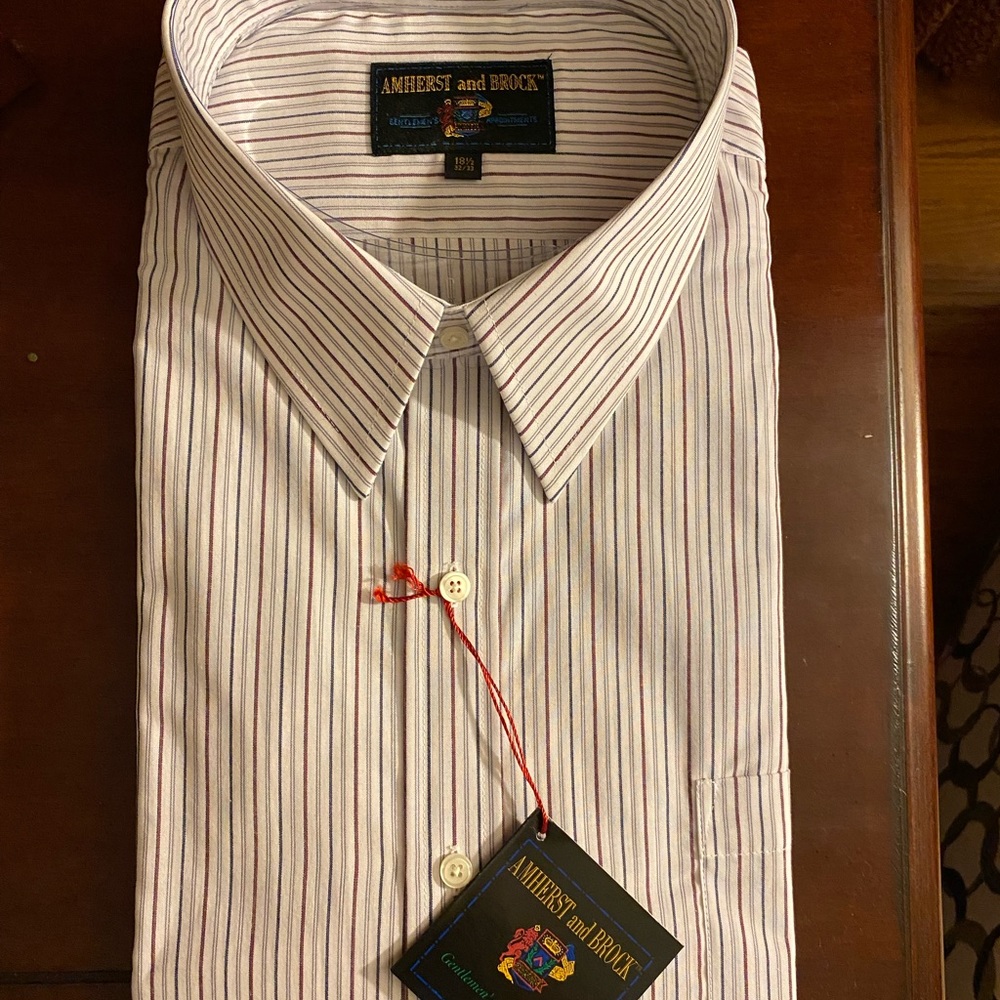 Men’s New Long Sleeve Dress shirt. Amherst and Brock. 18 1/2. 32/33
